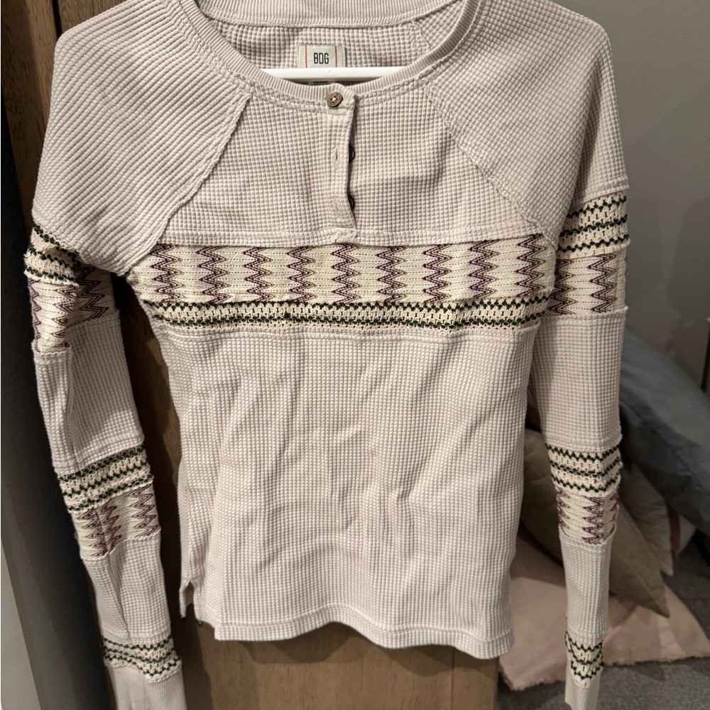 Urban Outfitters Beige and Purple Long Sleeve Tee